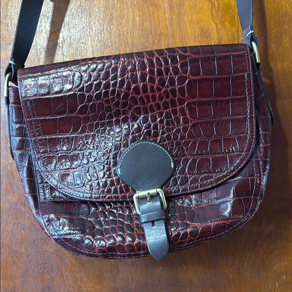 Crocodile Pattern Brown Leather Bag